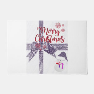 Paillasson Mat de la porte de Noël, Snowman