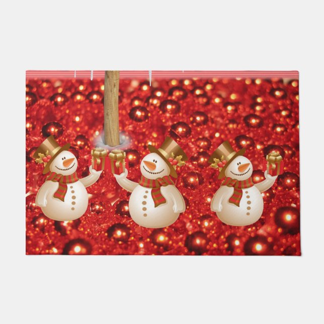 Paillasson Mat de la porte de Noël, Snowman (Devant)