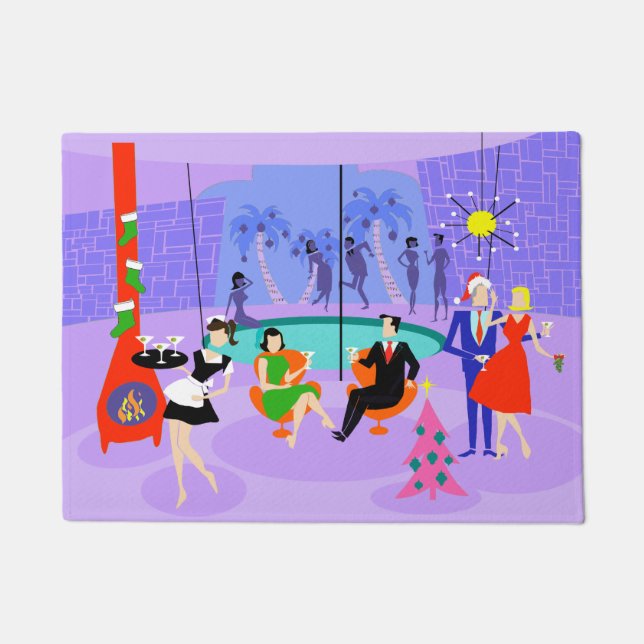 Paillasson Mat de la porte de Noël Tropical Retro (Devant)