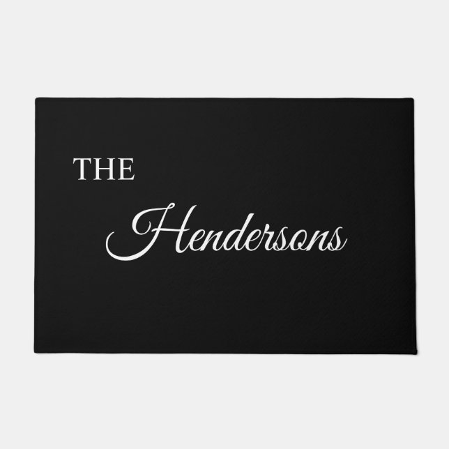 Paillasson Mat de la porte de prénom personnalisé en noir (Devant)