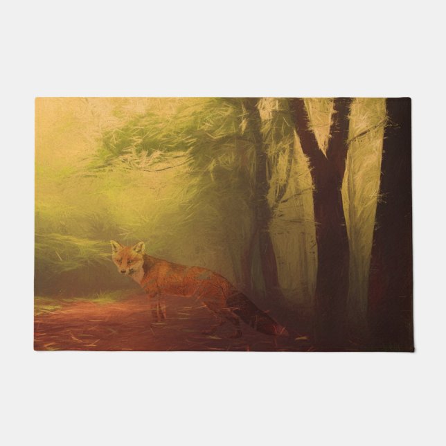 Paillasson Mat de la porte de renard d'automne (Devant)