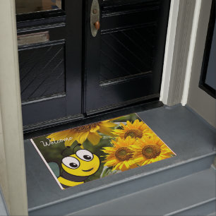 Paillasson Mat de la porte du bourdon de tournesol