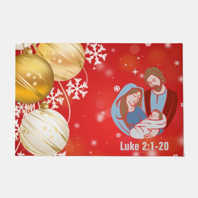 Paillasson Mat de Noël Jésus Naissance -24" x 36" Mat de port (Devant)