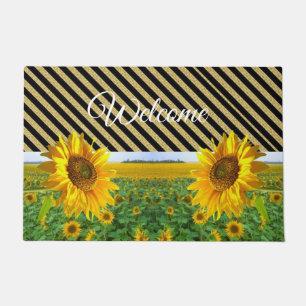 Paillasson Mat de porte à bande de tournesol