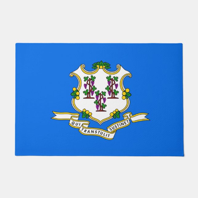 Paillasson Mat de porte avec drapeau de l'État du Connecticut (Devant)
