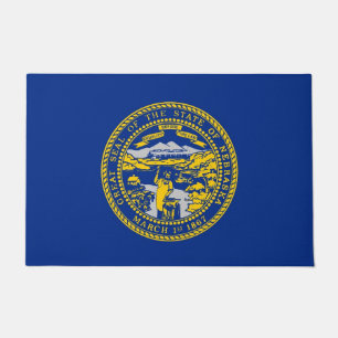 Paillasson Mat de porte avec drapeau de l'État du Nebraska, É