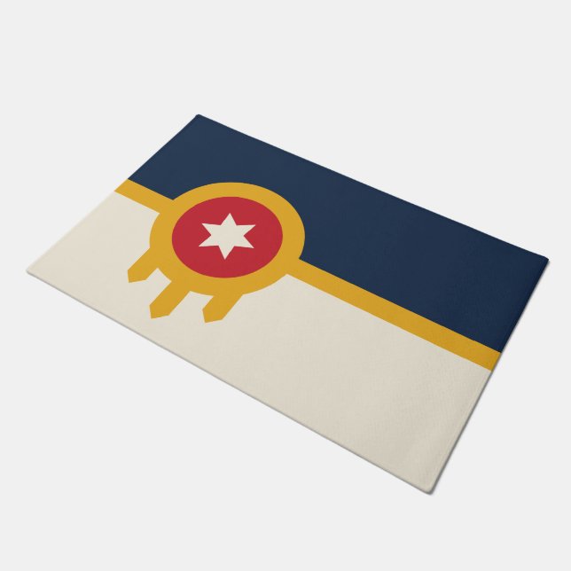 Paillasson Mat de porte avec drapeau de Tulsa, Oklahoma (Incliné)