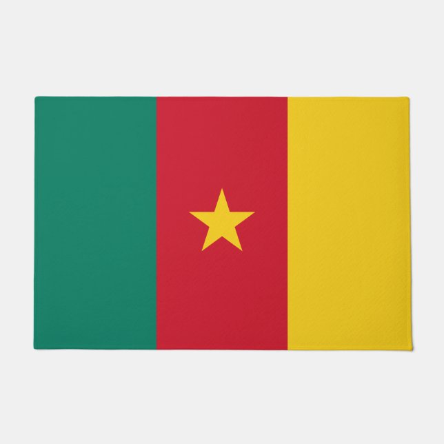 Paillasson Mat de porte avec drapeau du Cameroun (Devant)