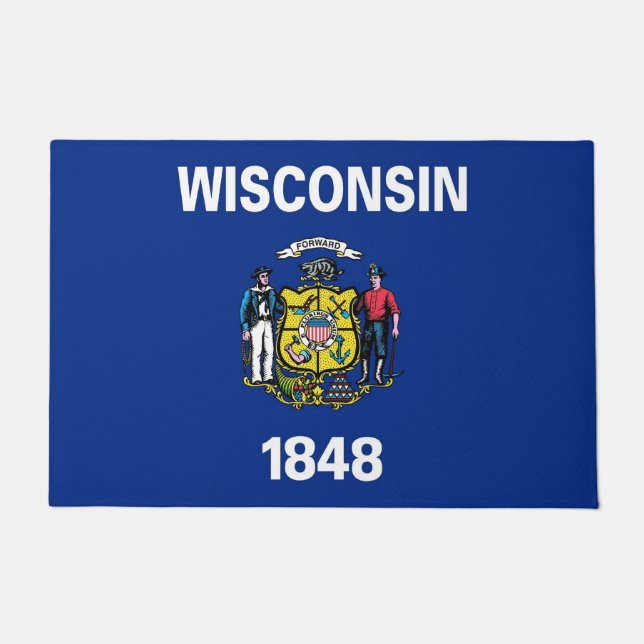 Paillasson Mat de porte avec Drapeau du Wisconsin, USA (Devant)