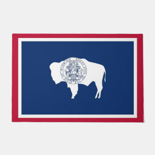 Paillasson Mat de porte avec Drapeau du Wyoming, États-Unis