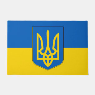 Paillasson Mat de porte avec drapeau d'Ukraine