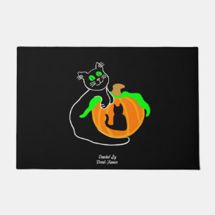 Paillasson Mat de porte Citrouille de chat noir (60,96 cm x 9