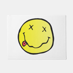 Paillasson mat de porte de porte de grunge emoji