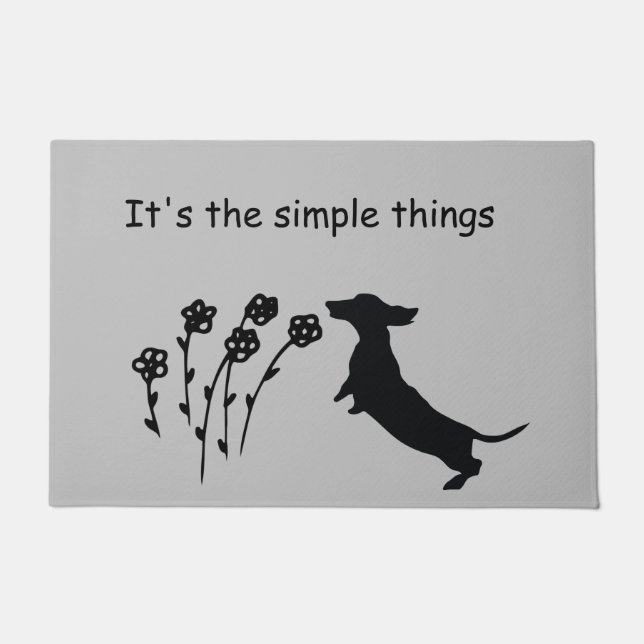 Paillasson Mat de porte en silhouette Dachshund (Devant)