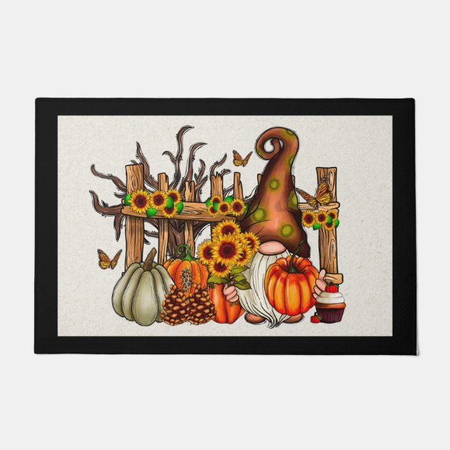 Paillasson Mat de porte Gnome Automne (Devant)