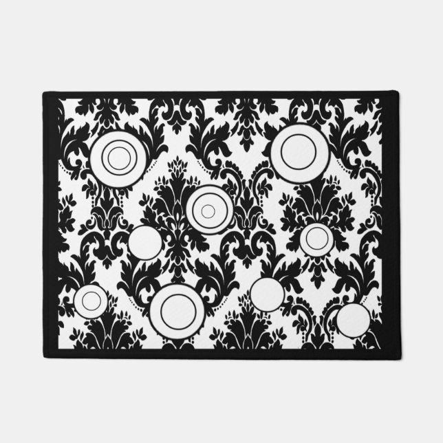 Paillasson mat noir blanc avec cercles (Devant)