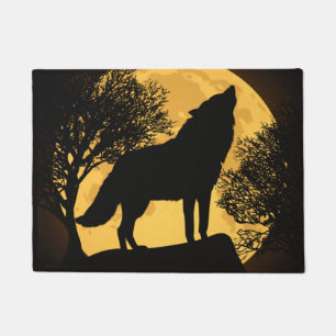 Paillasson Matelas de Pleine lune de loup noir et jaune