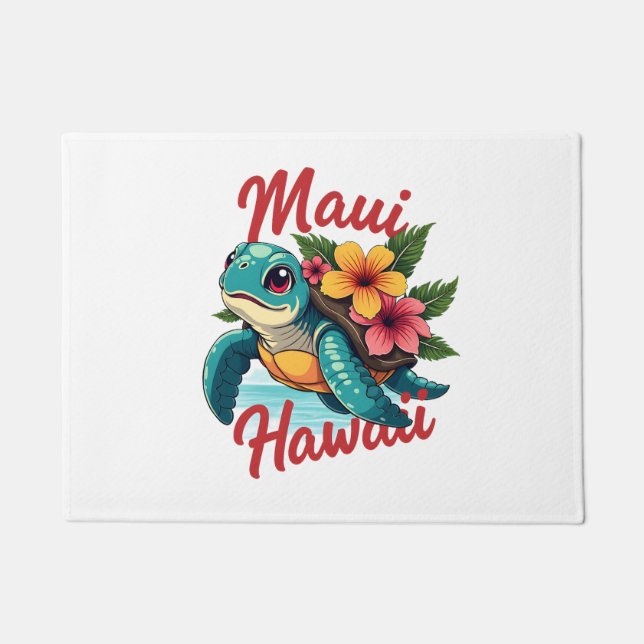 Paillasson Maui Hawaii T Chemise Fille Femmes Enfants Tortue  (Devant)