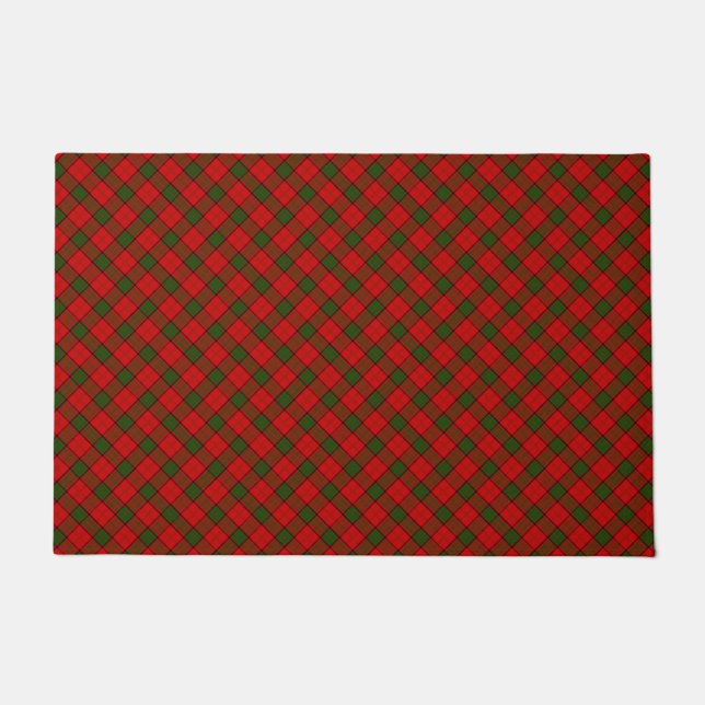 Paillasson Maxwell tartan rouge vert plaid (Devant)