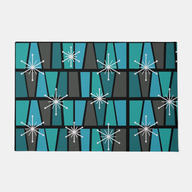 Paillasson MCM géométrique Abstrait Turquoise Turquoise (Devant)