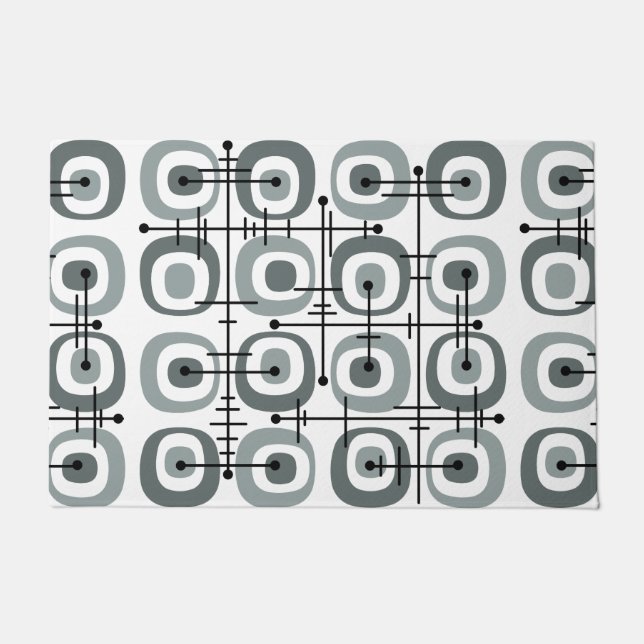 Paillasson MCM gris Motif Abstrait du milieu du siècle (Devant)