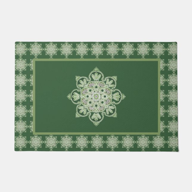 Paillasson Médaillon de porte, médaillons d'or sur vert (Devant)