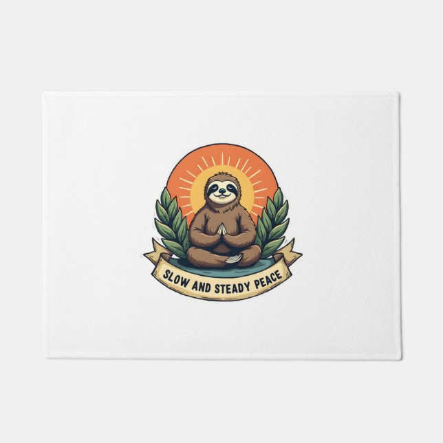 Paillasson Meditating Sloth Vintage Relaxed Humor Design 2 (Devant)