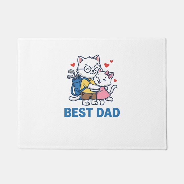 Paillasson Meilleur Papa Golf Chat Câlin Mignon Design Vector (Devant)