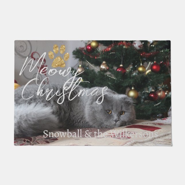 Paillasson Meowe Noël Custom Chat Photo & Paw (Devant)