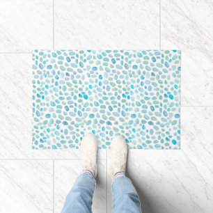 Paillasson Mer Verre Turquoise Plage de galets