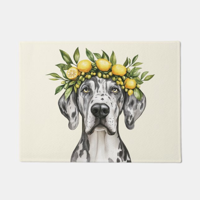 Paillasson Merle Great Dane Chien Lemon Crown (Devant)