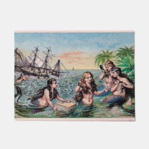 Paillasson Mermaid Antique Magie Océan Nautique