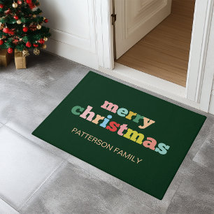 Paillasson MERRY CHRISTMAS Typographie Script Famille Personn
