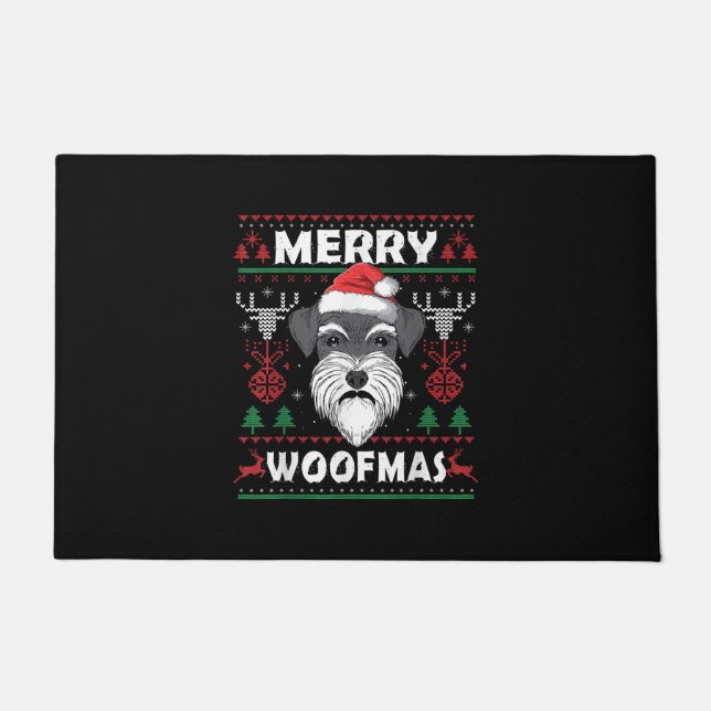 Paillasson Merry Woofmas Schnauzer Noël Amoureux des chiens P (Devant)