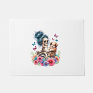 Paillasson Messy Bun Skeleton mignon Amoureux de les chiens c