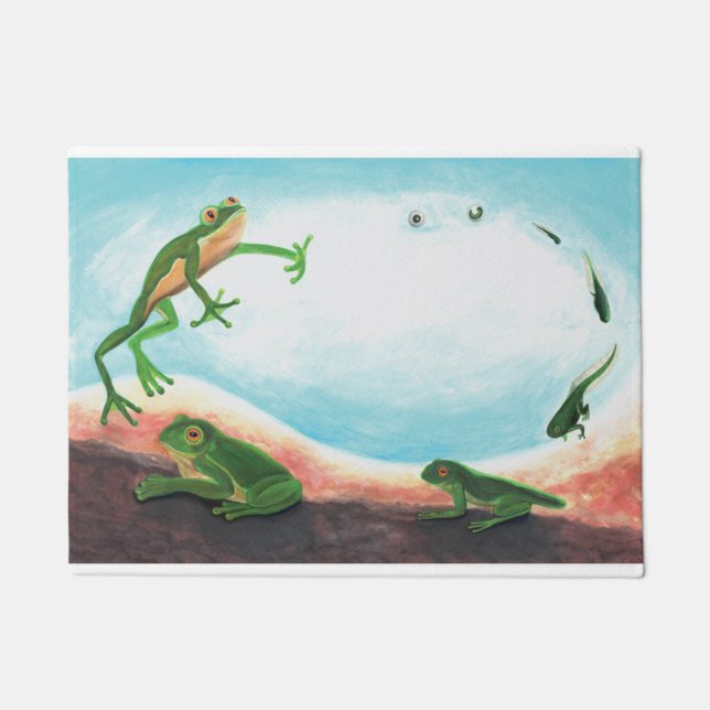 Paillasson Métamorphose - Cycle de vie d'une grenouille (Devant)