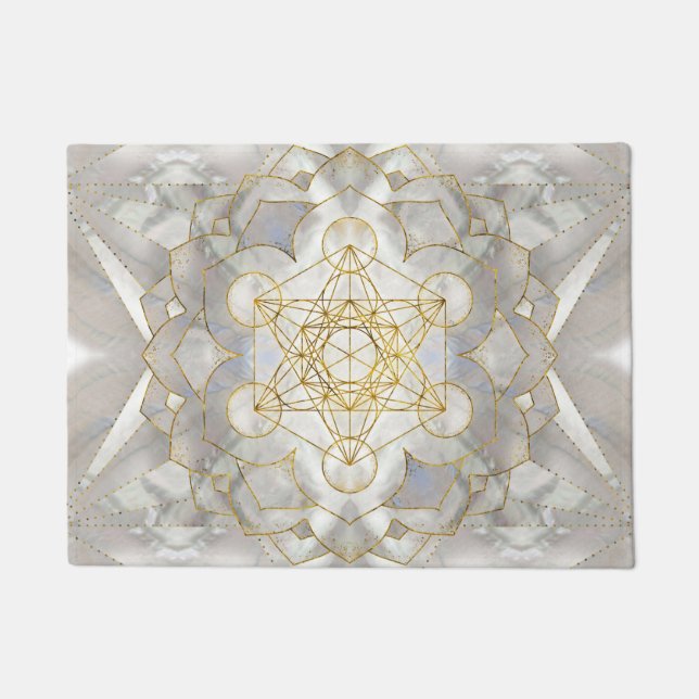 Paillasson Métatron's Cube in lotus Sacred Geometry (Devant)