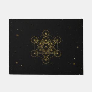 Paillasson Métatron's Cube Sacred Geometry Noir et or