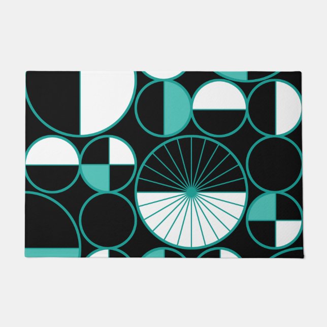 Paillasson Mi-siècle Cercles modernes Moitié Turquoise (Devant)