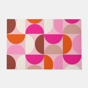 Paillasson Mi-siècle Moderne Abstrait Motif rose orange