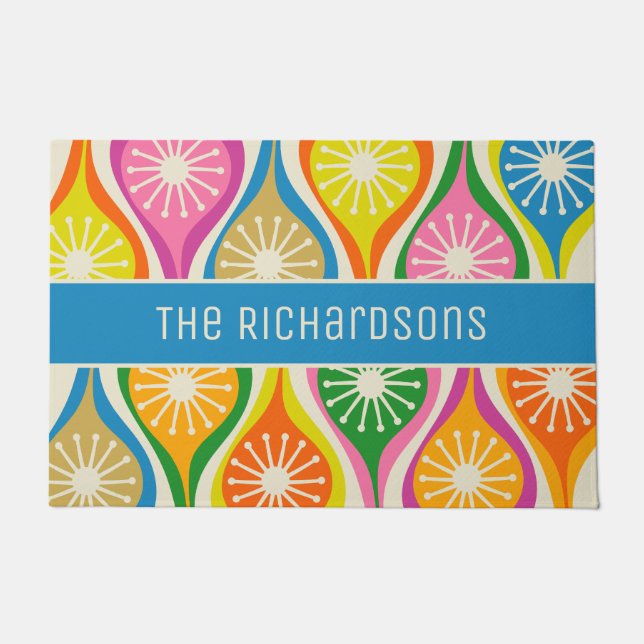 Paillasson Mi-Siècle Moderne Atomique gouttes Rétro Personnal (Devant)