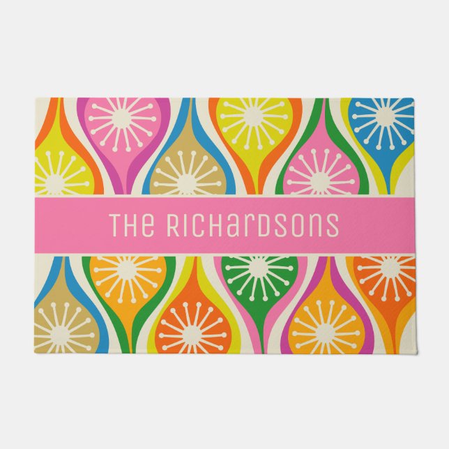 Paillasson Mi-Siècle Moderne Atomique gouttes Rétro Personnal (Devant)