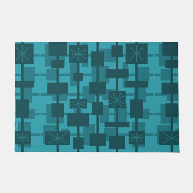 Paillasson Mi-siècle moderne géométrique Turquoise (Devant)