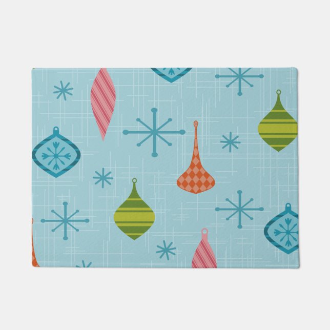 Paillasson Mi-Siècle moderne ornements de Noël (Devant)