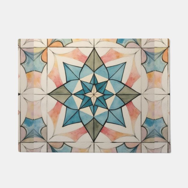 Paillasson Mid Century Modern Atomic Starburst Pattern (Devant)