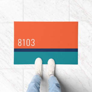 Paillasson Mid Century Modern House Adresse Turquoise Rouge