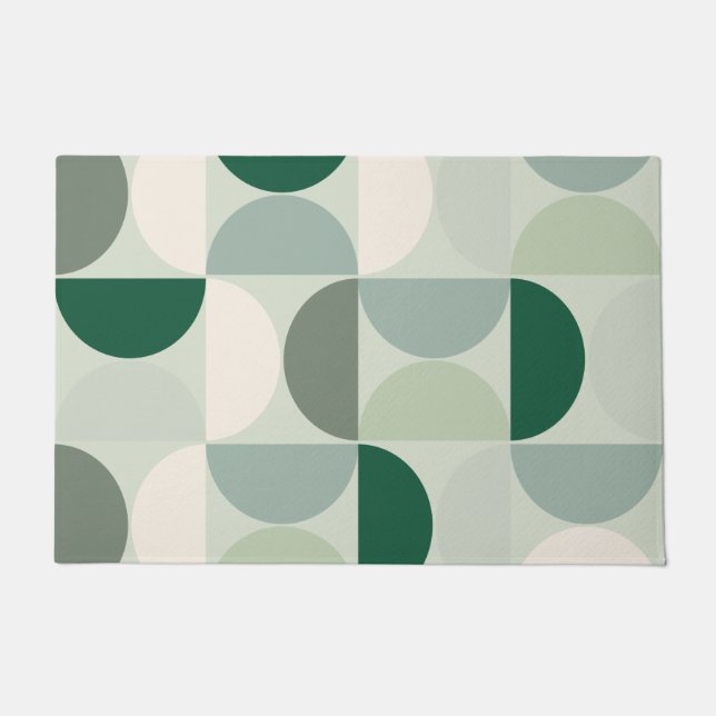 Paillasson Mid Century Moderne Abstrait Motif Sage Green (Devant)