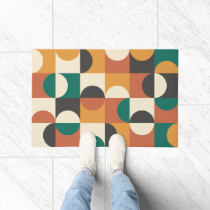 Paillasson Mid Century Moderne demi cercles vert et orange