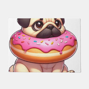 Paillasson Mignon chien carlin grignotant un dessert de beign