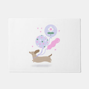 Paillasson Mignon fêté de chien saucisse de Dachshund rose